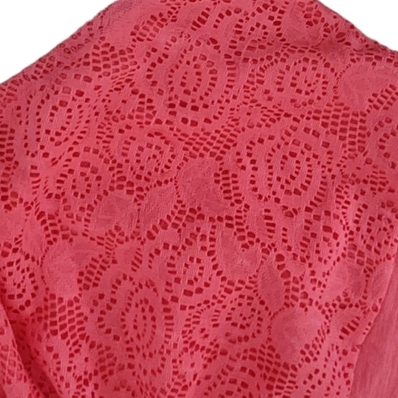 Torrid Crochet Babydoll Summer Top Size 3 Lightweight Spaghetti Strap Coral. - Picture 7 of 8